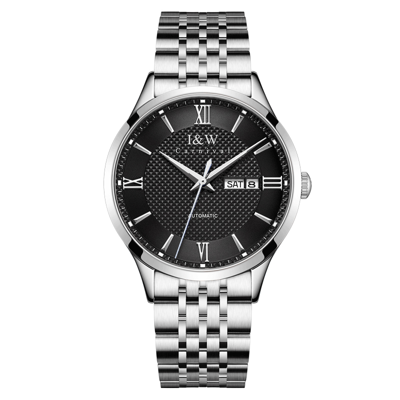 [苏有朋代言]瑞士品牌爱沃驰I&W CARNIVAL全自动机械表男表进口机芯手表时尚防水简约夜光气质商务腕表520G高清大图