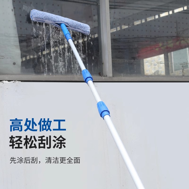 玻璃清洁伸缩杆加长杆刷高层外墙玻璃清洁工具 2.4米铝合金伸缩杆高清大图