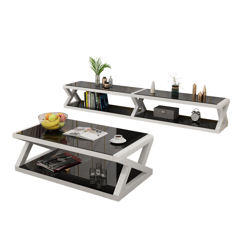 寻木匠钢化玻璃电视柜茶几组合简约现代小户型北欧轻奢经济型电视机