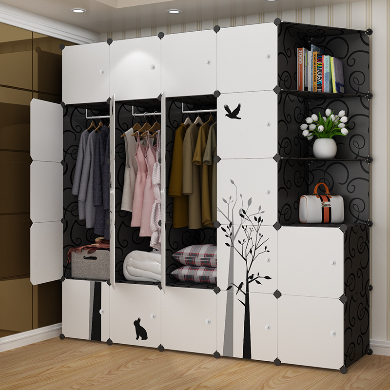 弘拜简易衣柜大衣橱柜简约现代经济型现代卧室衣橱塑料组装家用租房