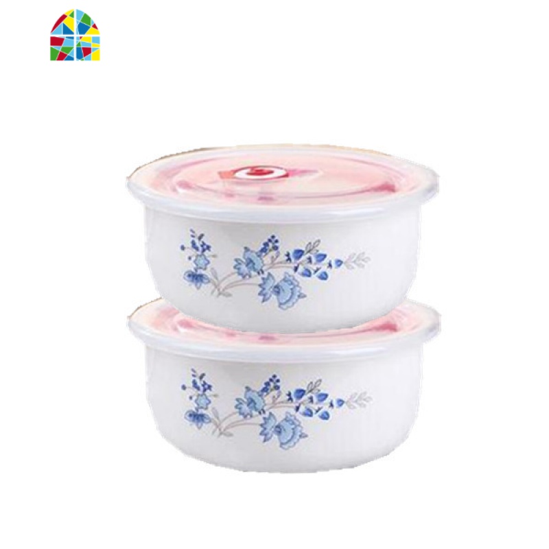 [ 两个装] 陶瓷碗中号碗5英寸保鲜碗带盖家用饭碗米饭碗微波炉碗 FENGHOU 纯白2个碗(5英寸)高清大图