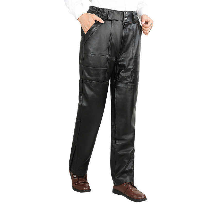 举翼王子皮裤男款真皮男士中老年保暖秋冬头层羊皮裤子摩托骑行裤子