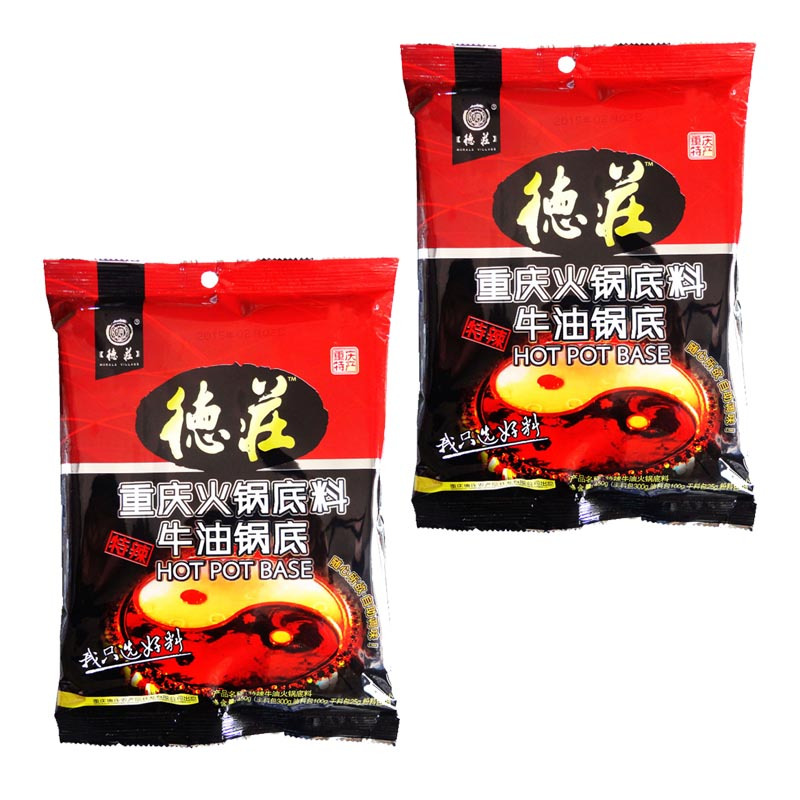 德庄 特辣牛油 火锅底料450g*2袋 袋装 麻辣味 调味品调味料 火锅料麻辣烫冒菜串串调料