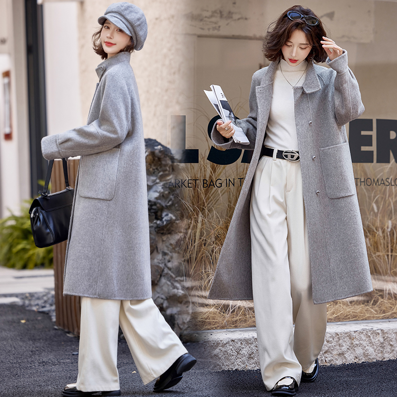 双面羊毛绒大衣女中长款2026秋冬新款加厚高端宽松羊毛呢外套棕色双面羊绒大衣女新款秋冬高级感气质大牌中长款羊毛呢高清大图