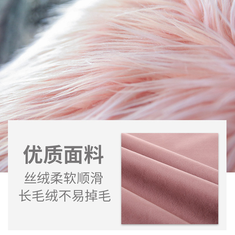 抱枕两件套n纯色绒沙靠垫套客厅卧室毛绒粉色式靠枕