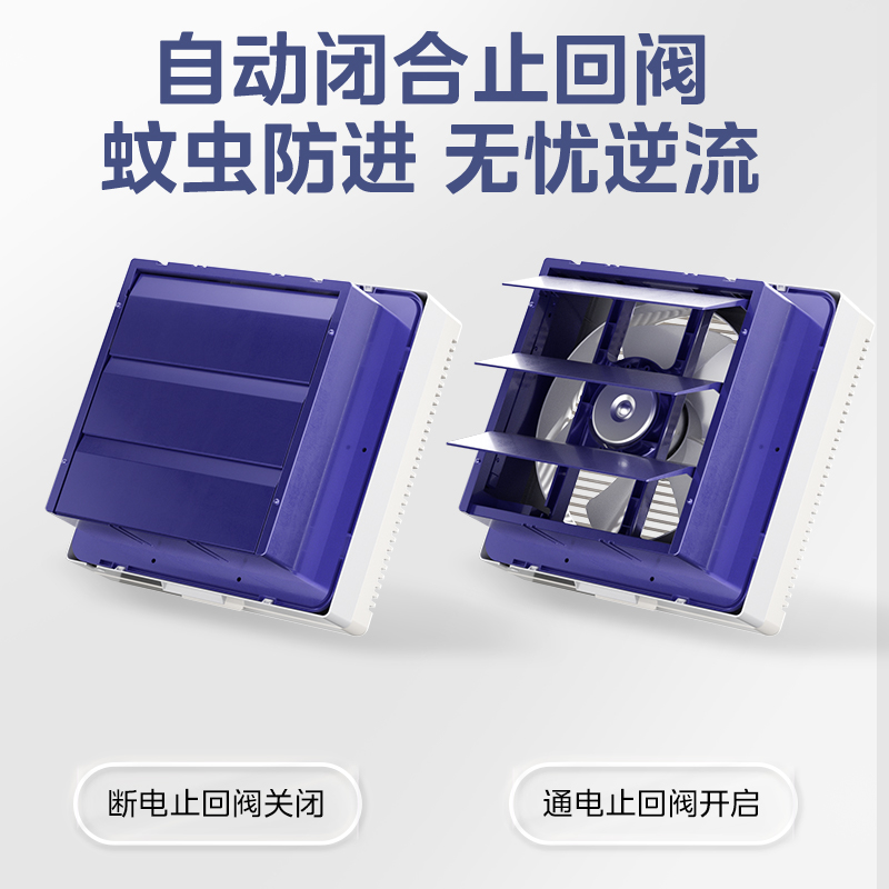 美的(Midea)换气扇卫生间厨房家用墙排风扇浴室抽风机强力低噪百叶窗式排气扇8寸带网罩[开方孔:246*246mm]高清大图