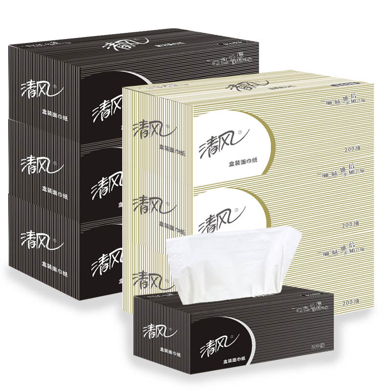 清风 盒装抽纸2层200抽 B338A2 1000盒起订