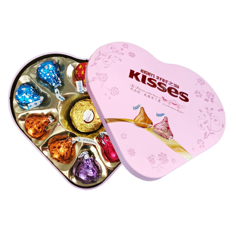 Hershey’s好时巧克力10粒+1粒心形铁盒结婚喜糖成品礼盒装(默认红色心形盒发货)高清大图