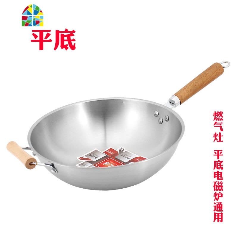五层不锈钢炒锅无涂层不锈钢炒锅燃气灶通用锅具 FENGHOU 直径32厘米不锈钢加厚炒锅[实际32.5厘米]图片