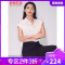 全智贤同款韩都衣舍无袖衬衫女2021夏季新款宽松气质肩章袖上衣UF0140