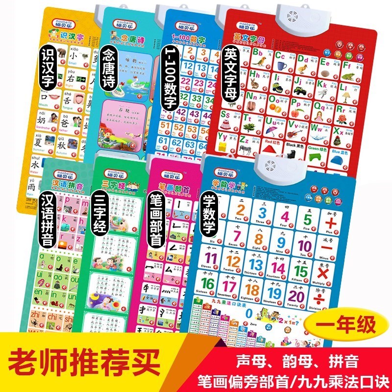 小学生生字认字表宝宝认字有声挂图婴儿学习发声语音识字早教全套 套餐6（4张）高清大图