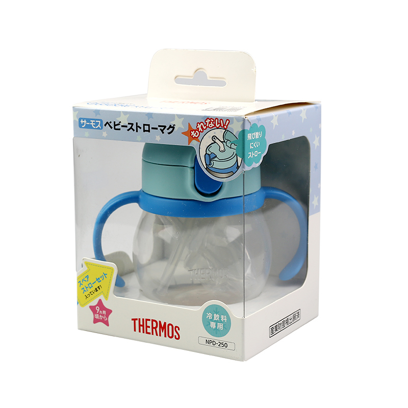[透明吸管杯]THERMOS膳魔師宝宝 塑料儿童吸管水杯 不保温杯 NPD-250-LB 浅蓝色250ML