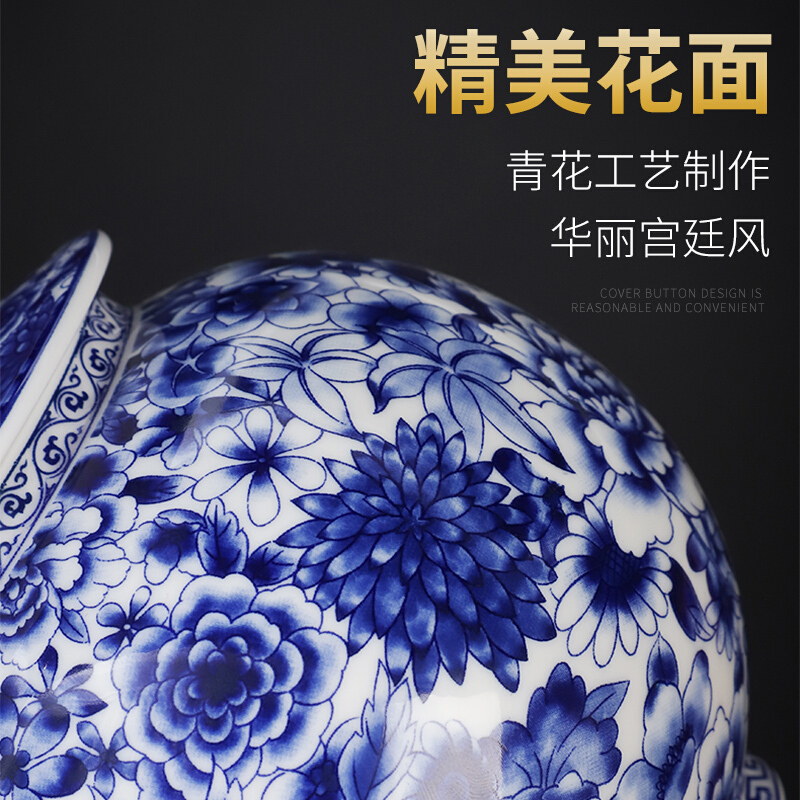 鼎艺 陶瓷青花茶叶罐286-287密封罐 绣赏珐琅彩红釉大号-单罐礼盒装