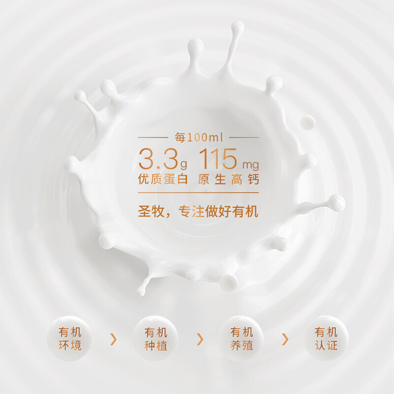 圣牧(shengmu) 有机 纯牛奶 品醇200ml*12包高清大图