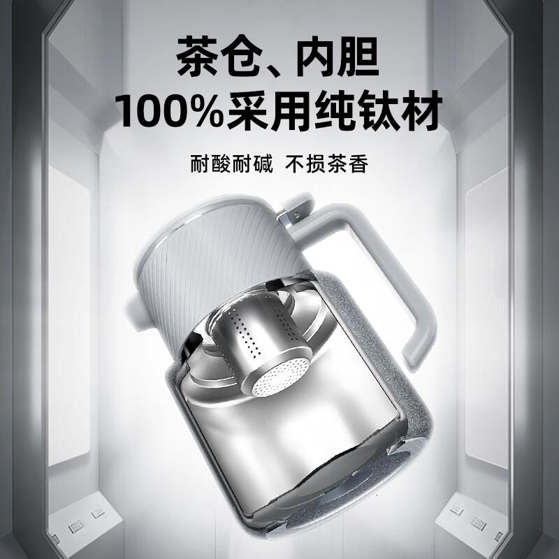 康巴赫闷茶壶纯钛内胆焖茶保温泡茶壶带水温显示茶水分离带滤网智能温显钛闷茶壶香槟金1.5L高清大图