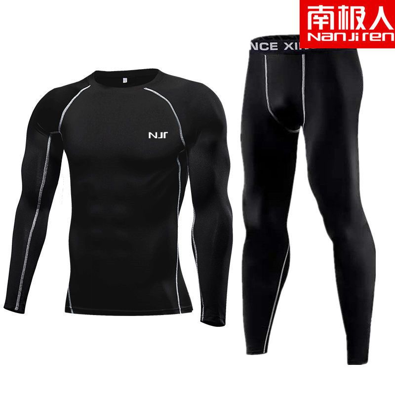 健身服男套装健身房跑步运动体能训练服紧身衣衣男