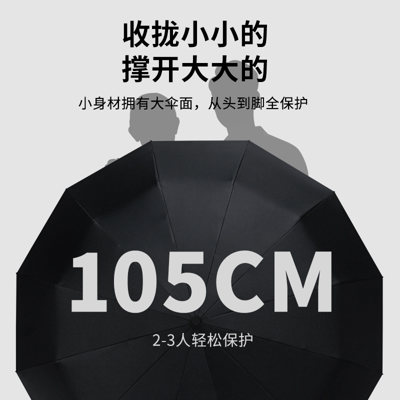 红叶三折自开收骑士勋章自动伞 自动雨伞大号加固结实抗风男士商务折叠反向双人晴雨两用伞 颜色随机-D2783高清大图