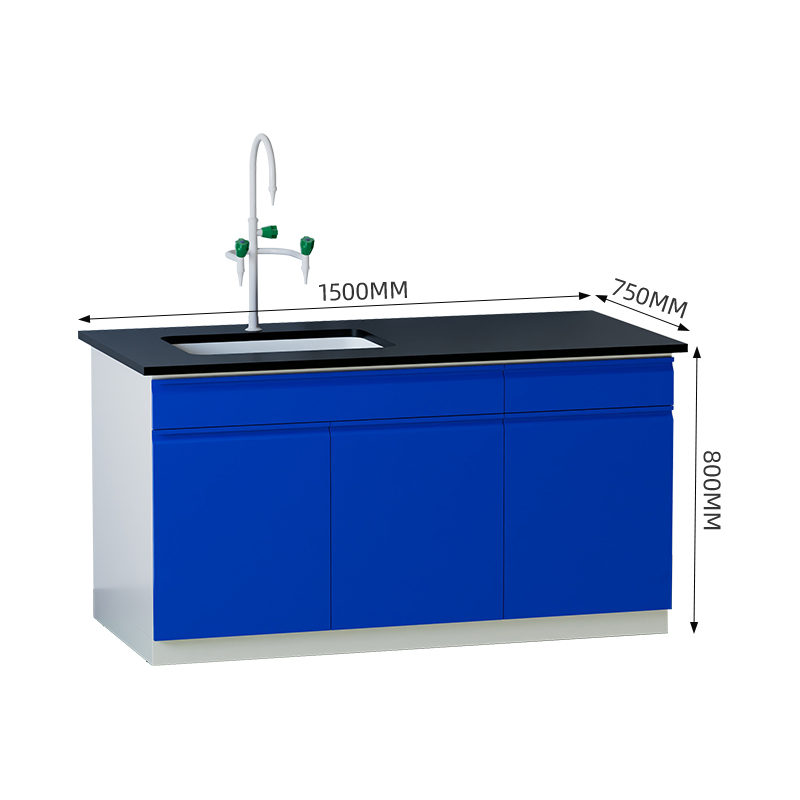 臻远 ZY5052711 实验台实验室 工作台实验桌操作台 全钢深蓝1.5米边台+水槽高清大图
