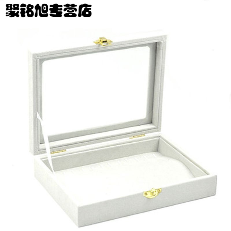 绒布小号首饰盒戒指项链饰品展示盘格子收纳带盖珠宝箱饰品收纳耳环戒指项链夹收纳生活日用收纳用品收纳盒