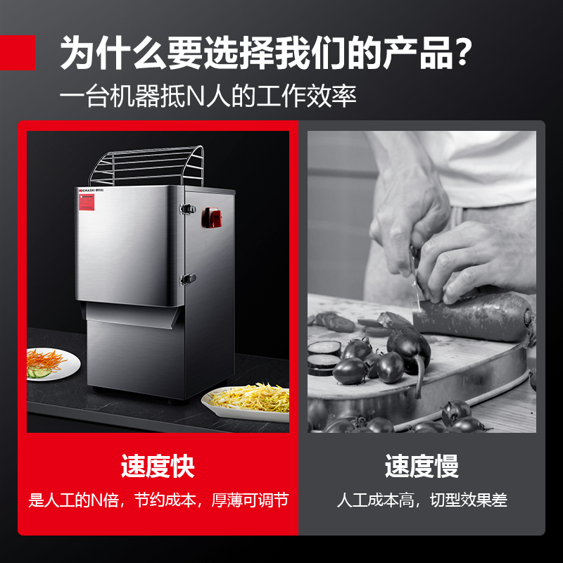 德玛仕DEMASHI工程款 瓜果切丝切片机 切蔬菜 切丝切片粗细厚薄一键调 大口径双进料口 全不锈钢机身 YF-20高清大图