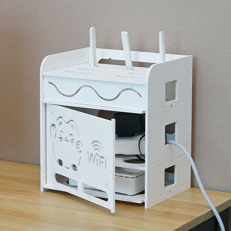 单层wifi 路由器收纳盒wifi收纳盒电线收纳插线板收纳盒免打孔置物架机顶盒