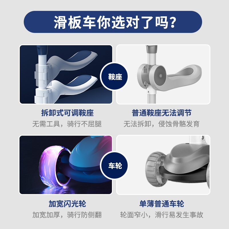 cakalyen2岁宝宝滑板车儿童6岁可坐可骑滑三合一可折叠单脚滑滑车
