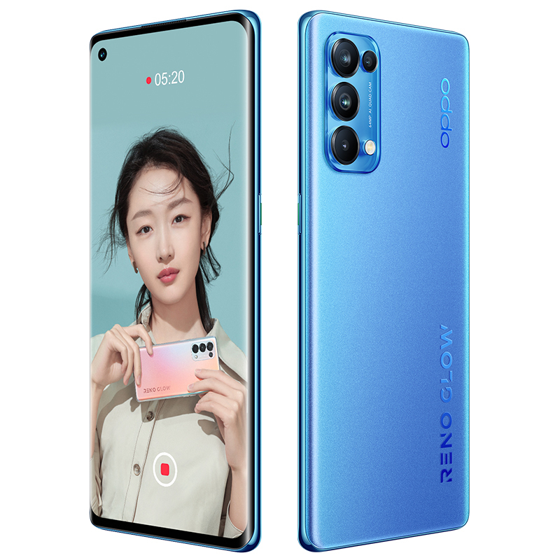 OPPO Reno5 Pro 5G 极光蓝 8GB+128GB 全网通 天玑1000+ 6400万水光人像四摄65W闪充 轻薄机身拍照美颜游戏智能手机