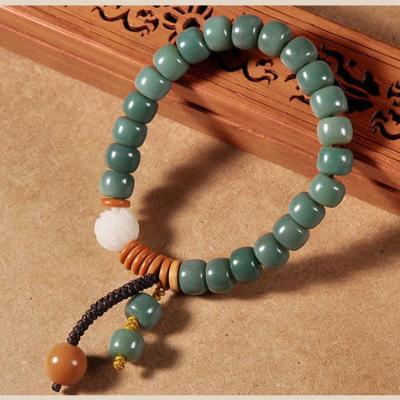 原创天然绿菩提手串阴皮风化菩提根108颗佛珠单多圈手链男女配饰单圈