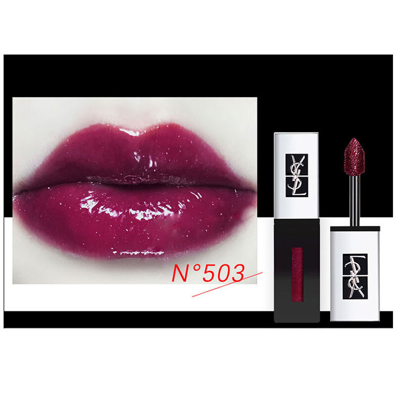 圣罗兰(YSL) 唇釉镜光纯色新款黑管407 409唇