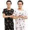 夏季中老年人男士棉绸睡衣爸爸中年老人短袖家居服人造棉薄款套装 608格子咖色(40支高密度棉绸) 3XL码(160-18