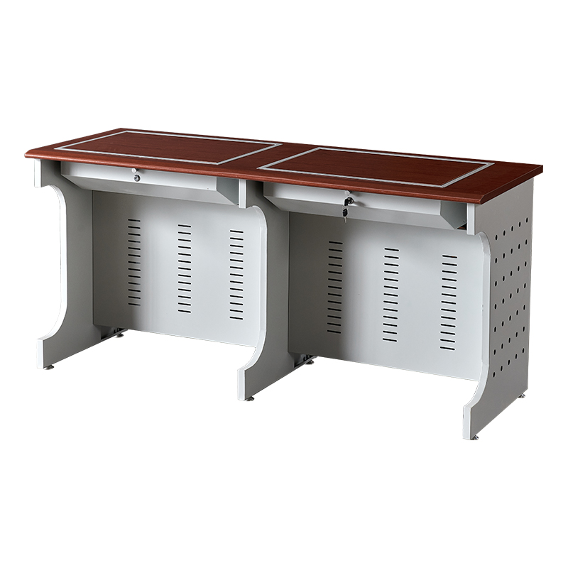 臻远ZY4012414隐藏式翻转电脑桌培训桌教室机房多媒体学习桌办公桌B款双人位