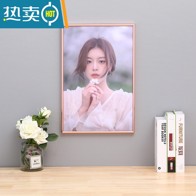 敬平铝合金照片相框挂墙冲洗打印加带做成摆台任意尺寸画框架定制diy 006圆面黑色(不含照片) A3[29.7X42厘米高清大图