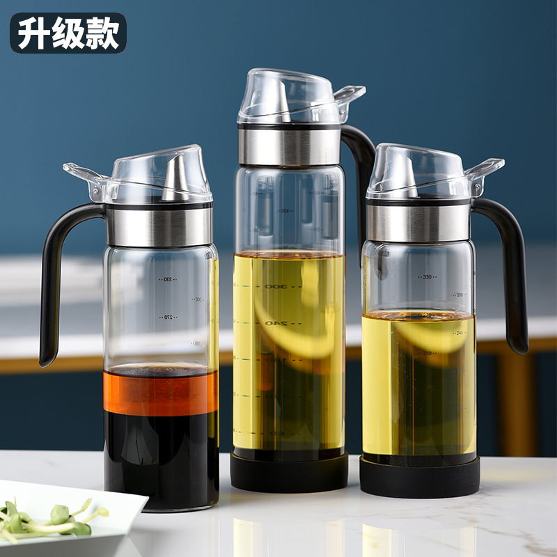 油壶防漏玻璃油瓶家用不锈钢嘴大号调味料酱香油油醋瓶