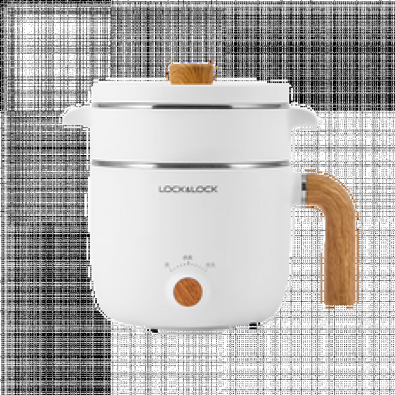 乐扣乐扣 电煮锅小电锅宿舍学生锅电热火锅蒸煮一体小型迷你锅多功能料理锅 1.5L EJP3115WHT双层小煮锅