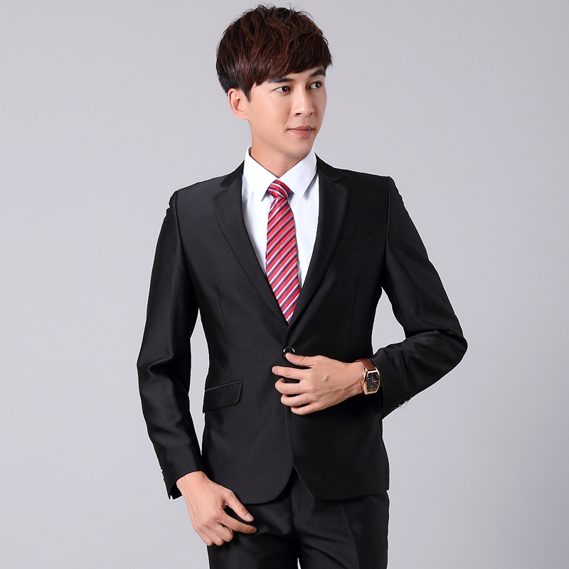 春秋新款职业套装男西装两件套长袖工作服男士职业装秋冬面试正装商务