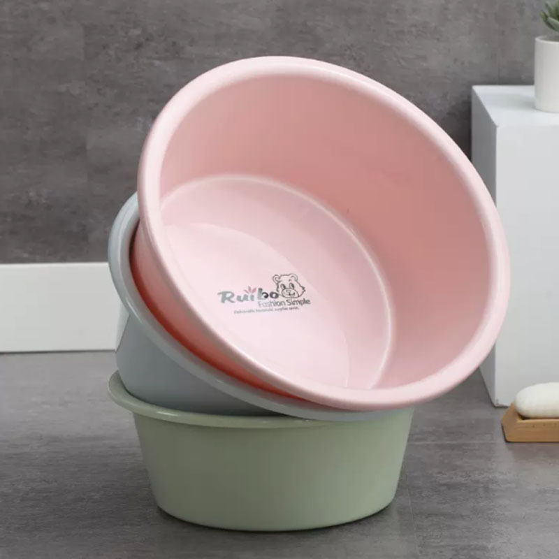 芳美达 加深洗脸盆塑料盆洗漱盆 小号中号大号 三个装 蓝色高清大图