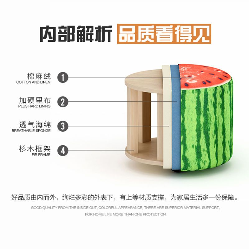 家用小凳子布艺时尚圆凳迷你现代创意板凳客厅沙发卡通矮凳 大款 富贵鱼