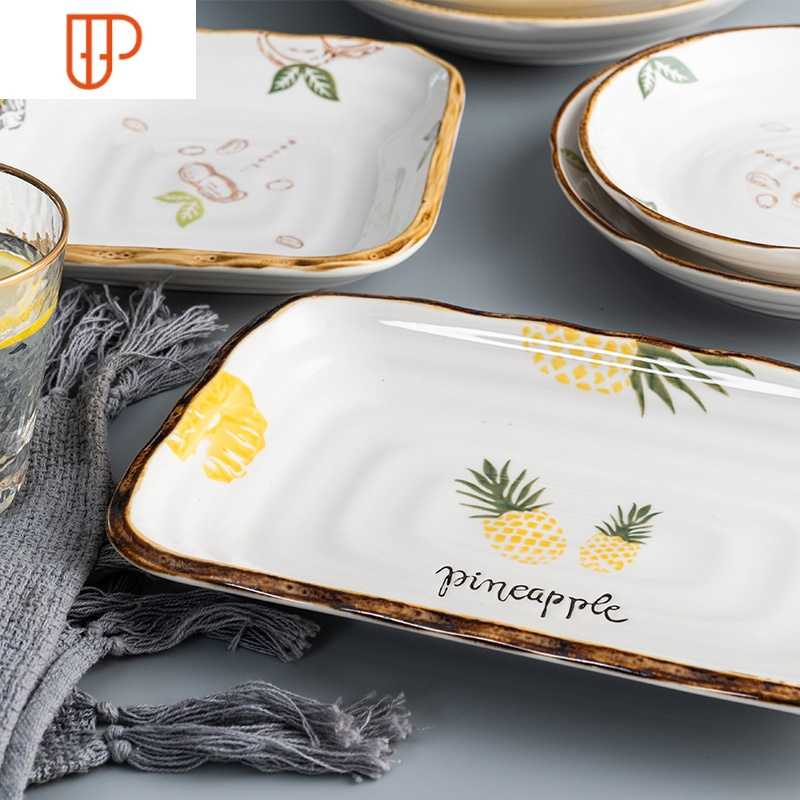 盘子菜盘家用陶瓷碟子餐盘创意水果盘方形网红菜碟日式餐具套装国泰家