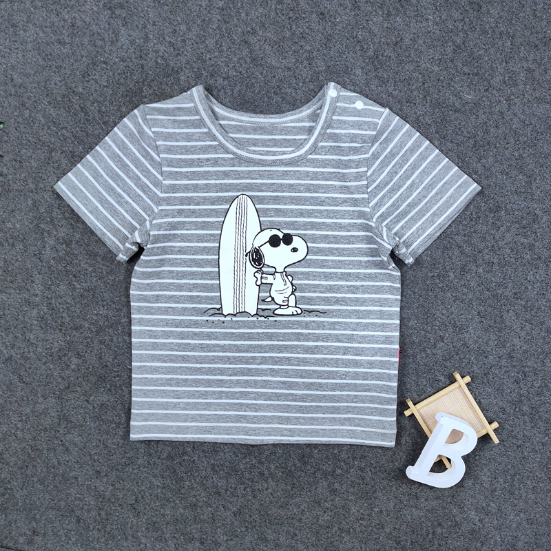 史努比(SNOOPY)童装新款儿童T恤男童条纹半袖体恤中大童纯棉上衣夏装短袖t恤90-140cm