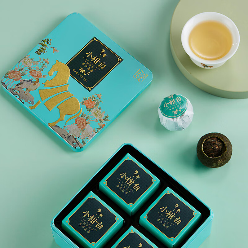 八马茶业 茶叶 小青柑柑白茶 新会柑&三年陈寿眉 小鸟天堂铁盒装36g高清大图