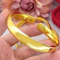 送戒指越南沙金手镯保色久不掉色手环手链首饰品妈妈镯子生日礼物 光面圆柱25克左右刻[钢印]
