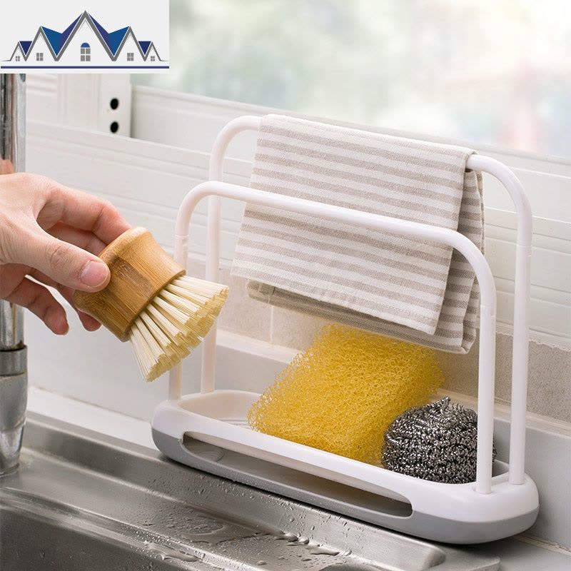 塑料抹布架台面清洁沥水架厨房水肥皂置物架多功能海绵收纳架 三维工匠图片