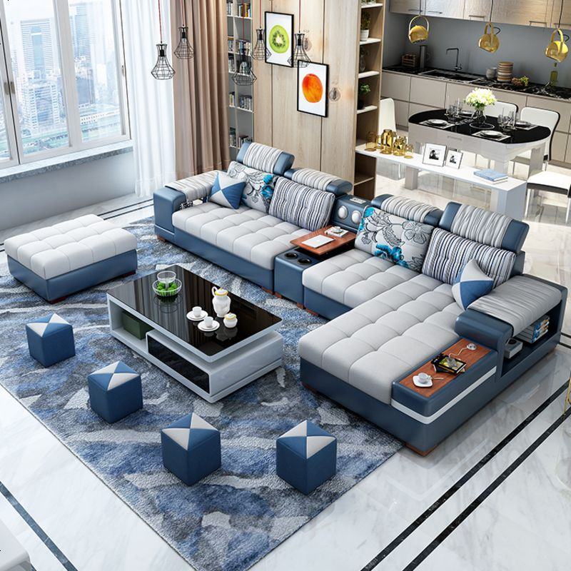布艺沙发组合现代简约大小户型客厅多人可拆洗整装多功能皮布沙发
