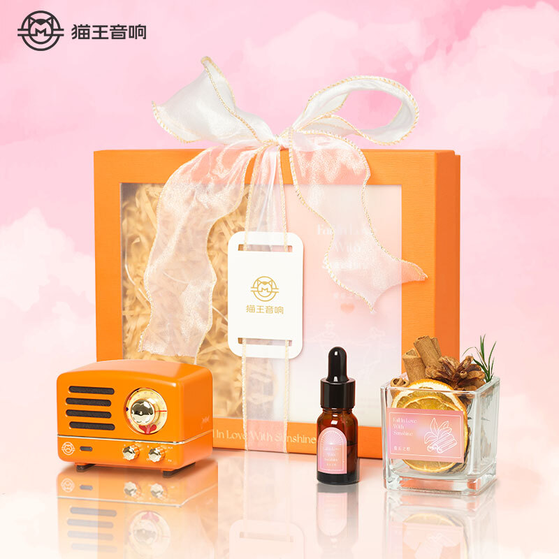 猫王音响 小王子OTR便携式蓝牙音箱可爱复古迷你小音响家用金属低音炮 爱乐之橙礼盒七夕情人节礼物送女友音箱高清大图