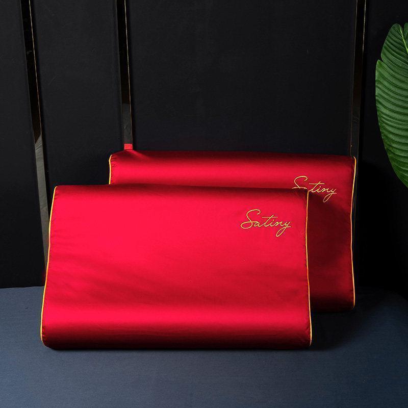 美帮汇60支全棉乳胶枕套一对装单人枕头套单个6040儿童乳胶枕套30×50 玫瑰红【60支长绒棉乳胶枕套单只】 40cmX60cm