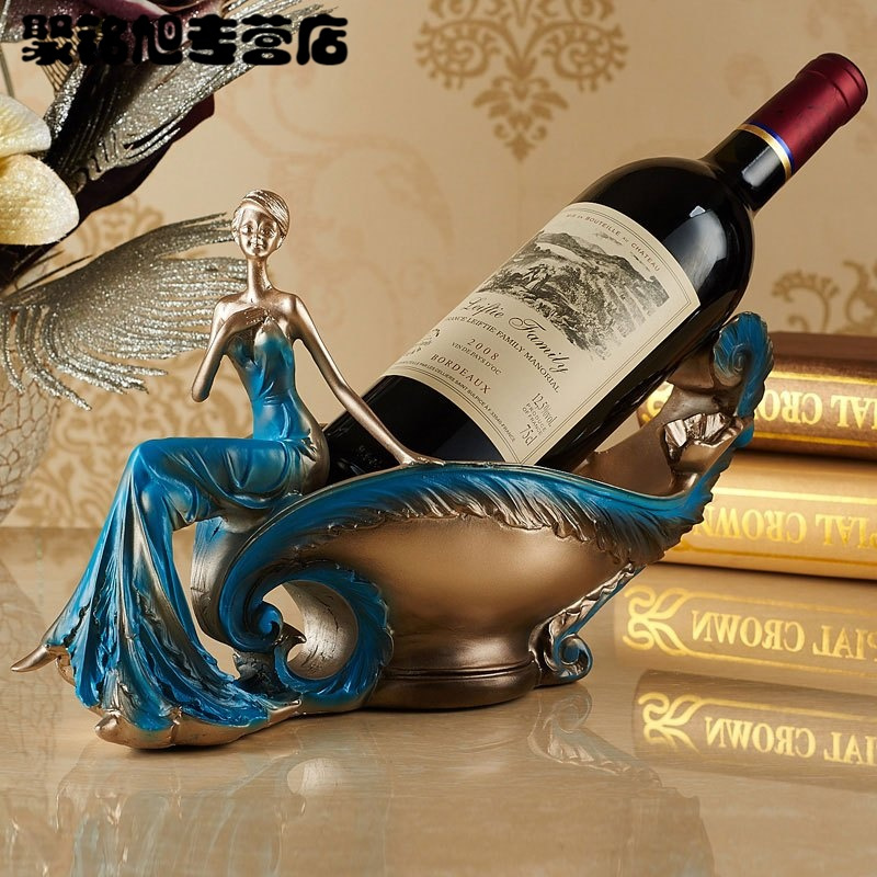 欧式美女红酒架家居饰品树脂工艺品摆件客厅现代酒柜摆设家装建材及五金住宅家具架类酒架