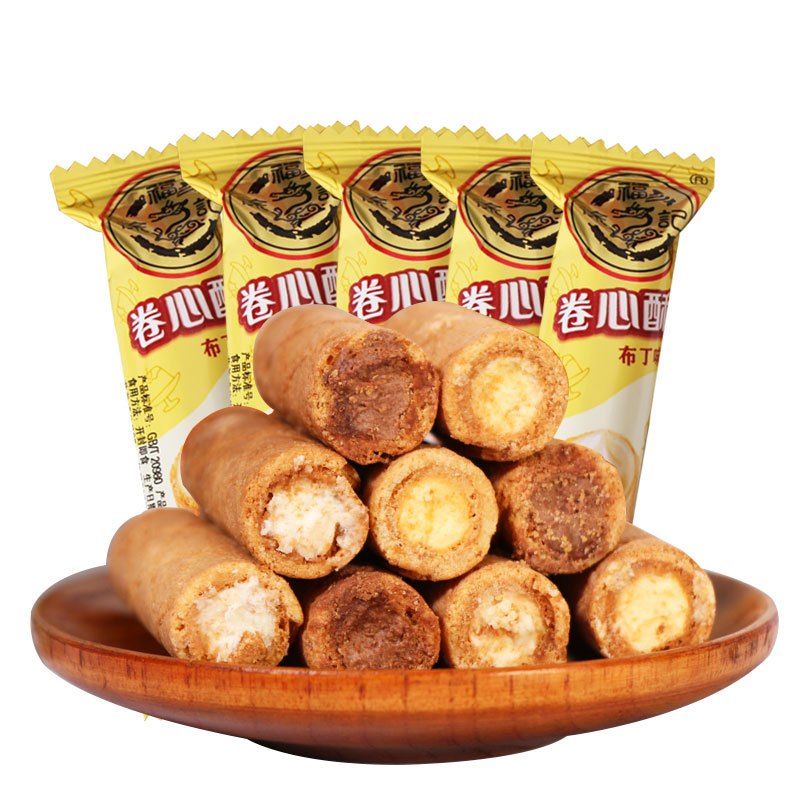 徐福记卷心酥布丁口味500g夹心饼干散装