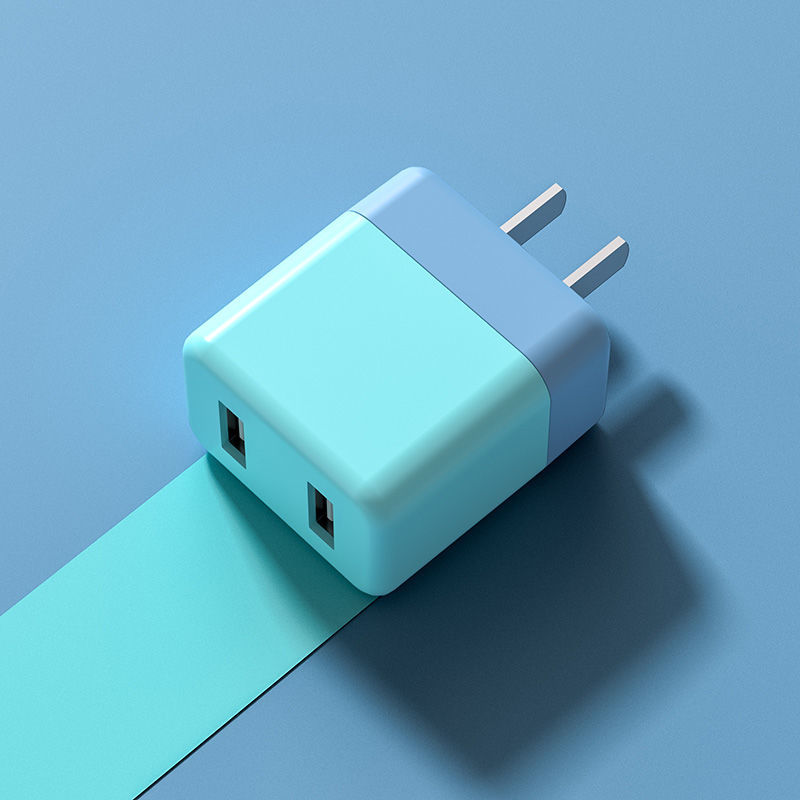 手机充电器头快充usb双孔多色适用于苹果华为小米 vivo闪充oppo 晴空