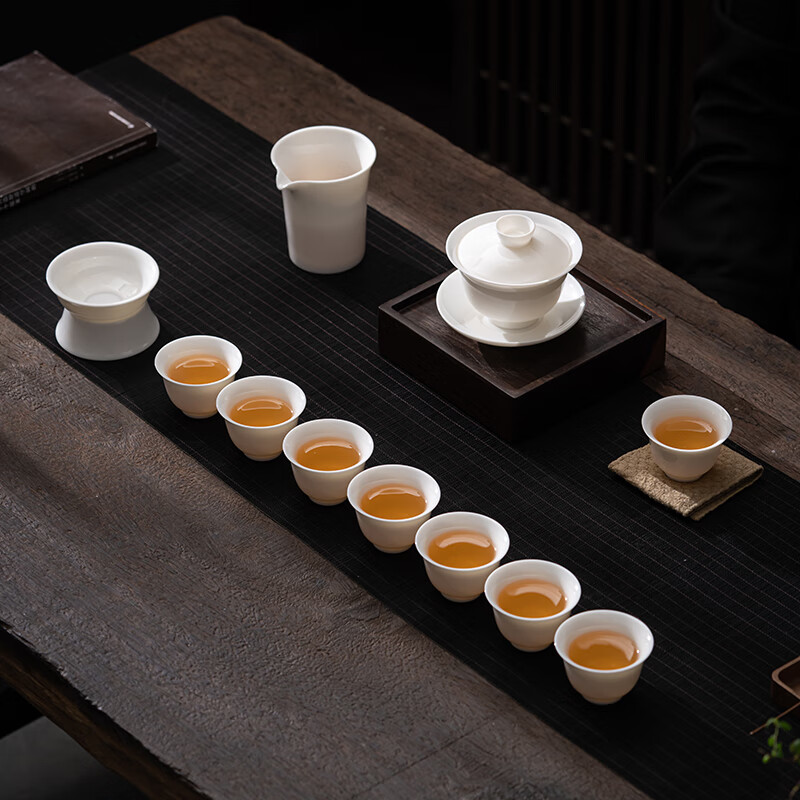 苏氏陶瓷/SUSHI CERAMICS J0878 羊脂玉瓷丰谷三才盖碗礼盒套组 170ML (单位:盒)高清大图