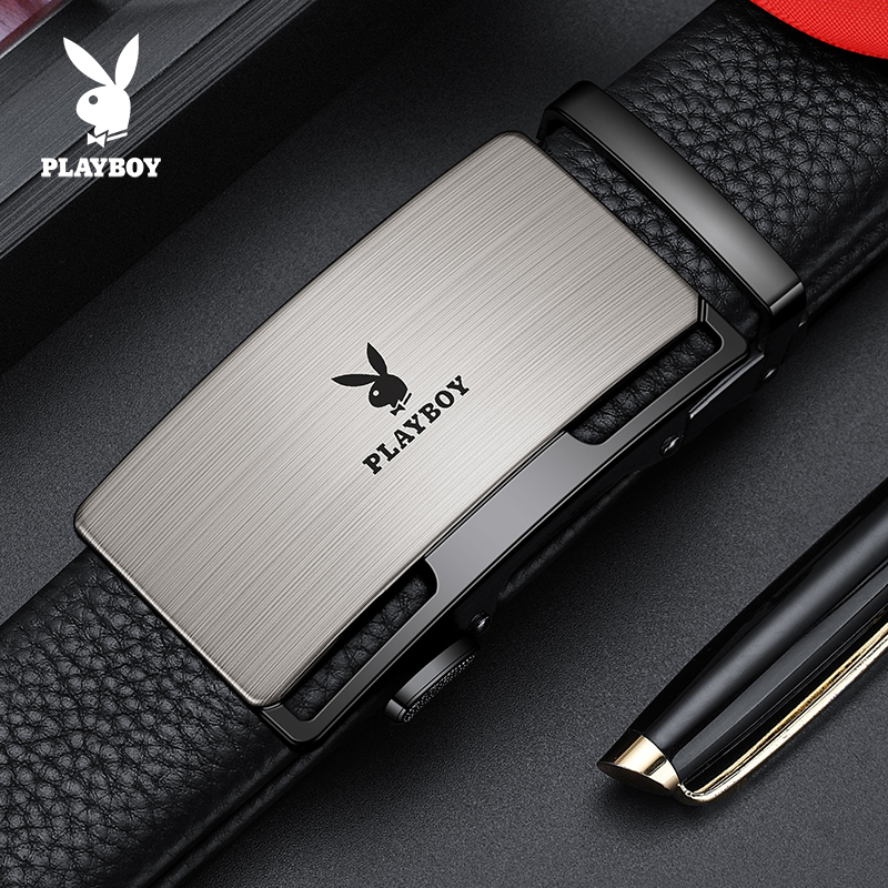 花花公子男士皮带真皮自动扣2025新款商务休闲纯皮裤带牛皮男腰带 130cm 轻奢飒爽超软头层牛皮